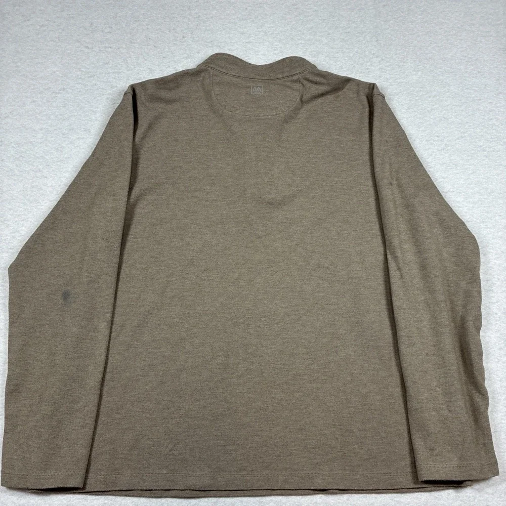 Mizzen + Main Mens Proflex Quarter Zip Brown Tan Stretch Pullover LS Size Large